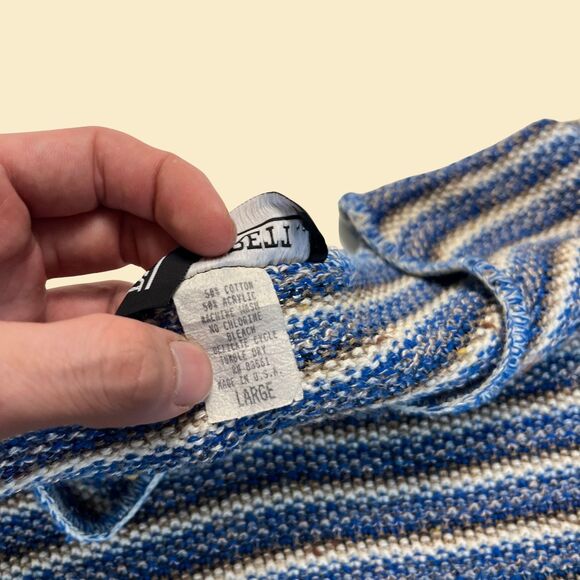 1980s knit L blouse by David Brett, vintage USA-made long sleeve striped shirt - Picture 5 of 7